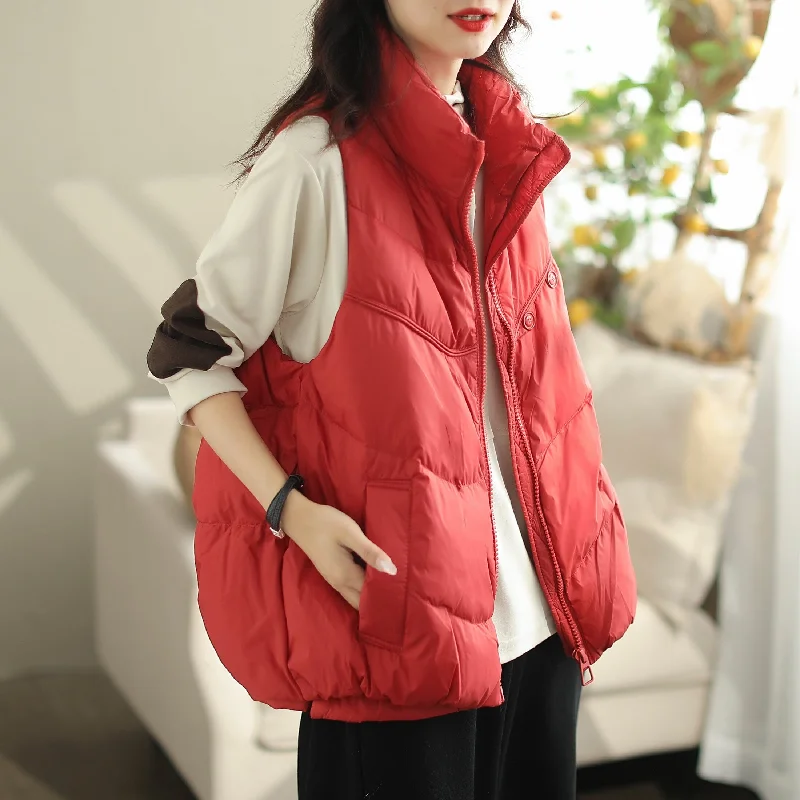 Women Autumn Winter Loose Duck Down Warm Vest