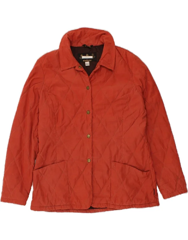 BARBOUR Womens Quilted Jacket UK 16 Large Orange