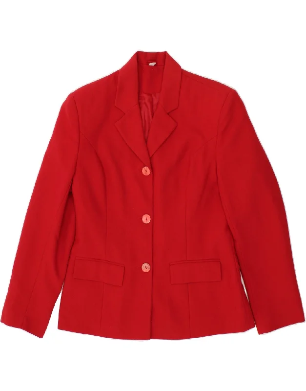 CLASSICS Womens 3 Button Blazer Jacket UK 12 Medium Red