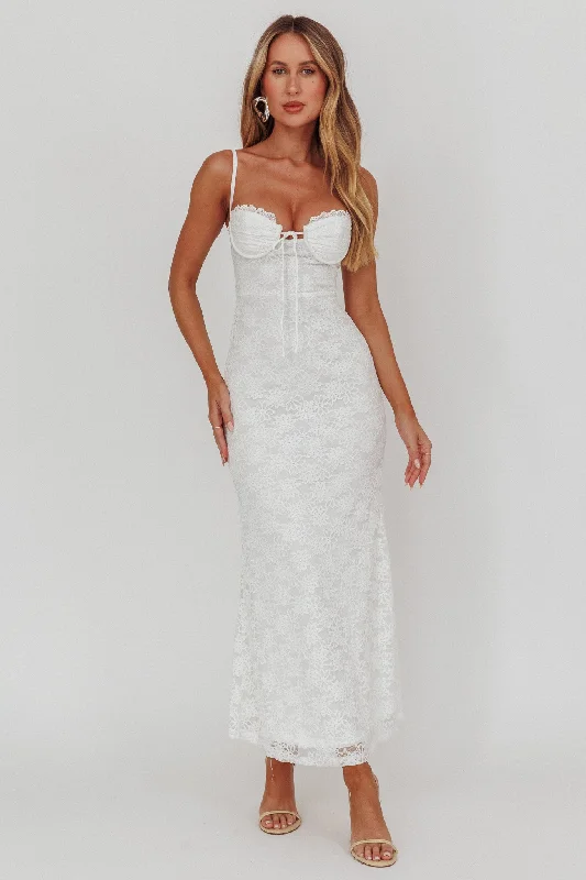 Passione Tied Bust Lace Maxi Dress White