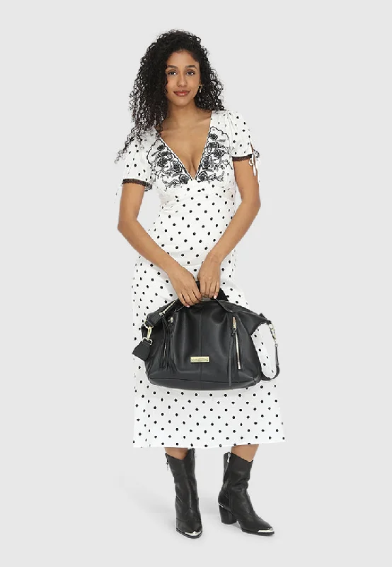 You & I Polka Dot Midi Dress - Black/White