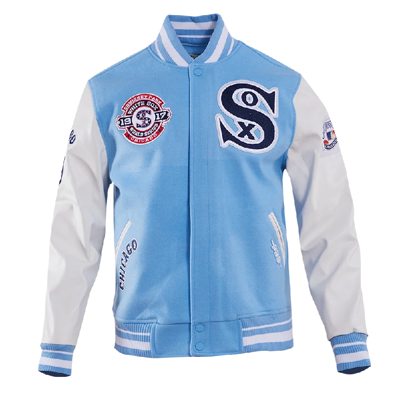 MLB CHICAGO WHITE SOX RETRO CLASSIC MEN'S RIB WOOL VARSITY JACKET (UNIVERSITY BLUE/WHITE)