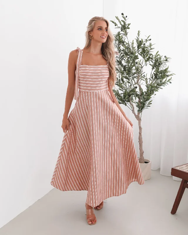 Alessandra Dress - Peach Stripe