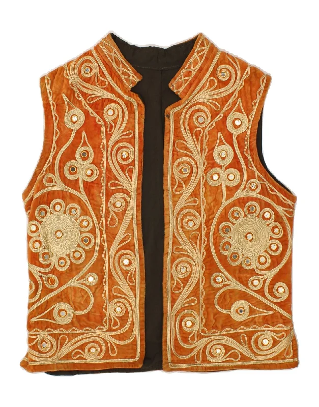 VINTAGE Womens Graphic Gilet UK 14 Medium Brown Paisley