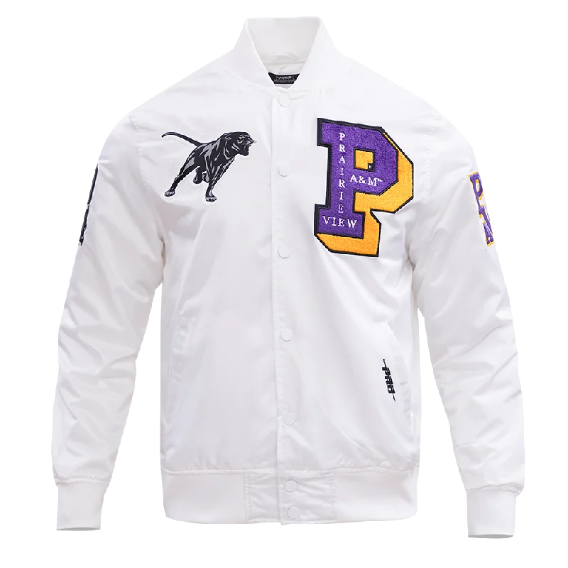 PRAIRIE VIEW A&M UNIVERSITY CLASSIC SATIN JACKET (WHITE)