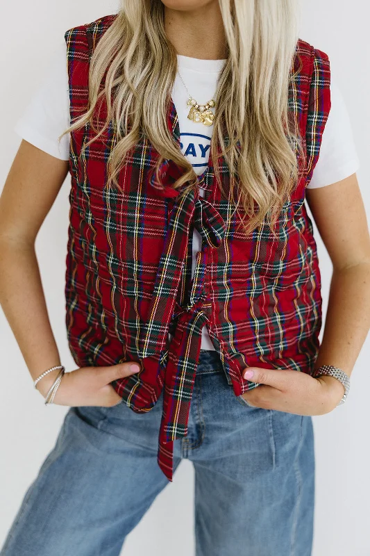 Wells Plaid Vest - Red Multi