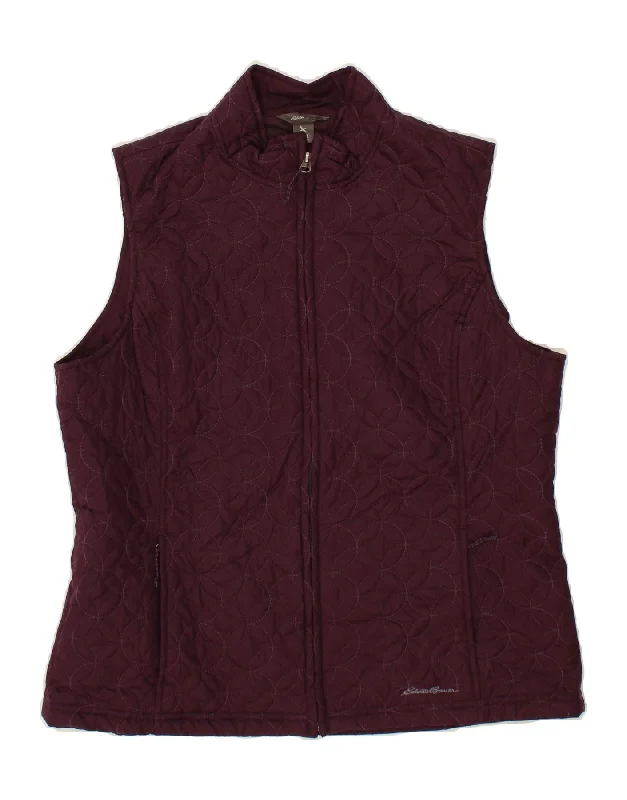 EDDIE BAUER Womens Gilet UK 16 Large Burgundy