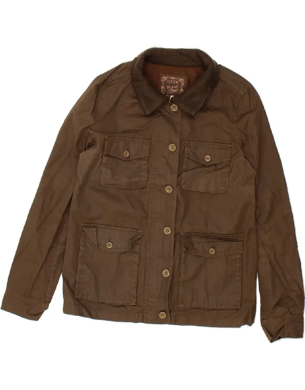 J. CREW Womens Utility Jacket UK 10 Small Brown Cotton