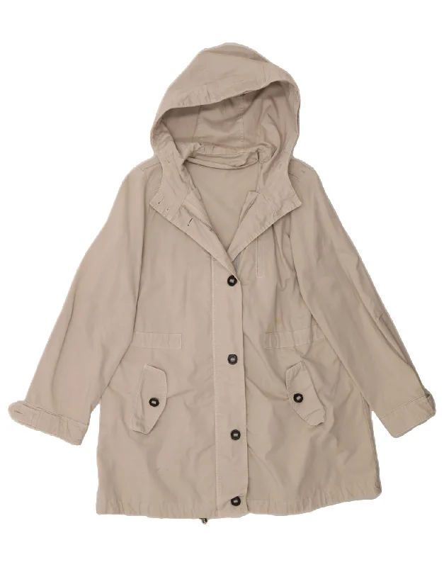 MARELLA Womens Hooded Overcoat UK 16 Large Beige