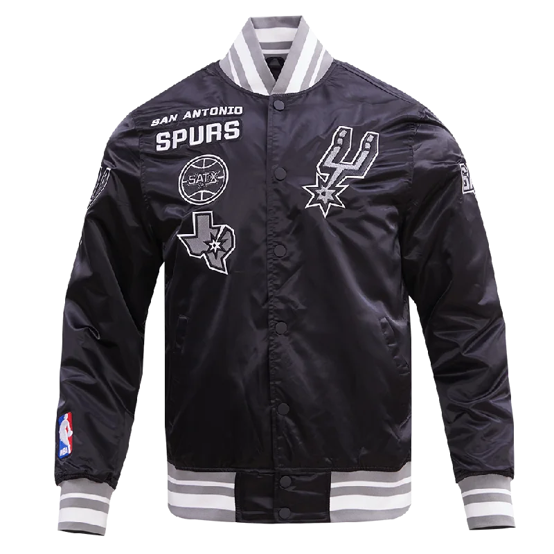 NBA SAN ANTONIO SPURS RETRO CLASSIC MEN'S RIB SATIN JACKET (BLACK/GRAY)