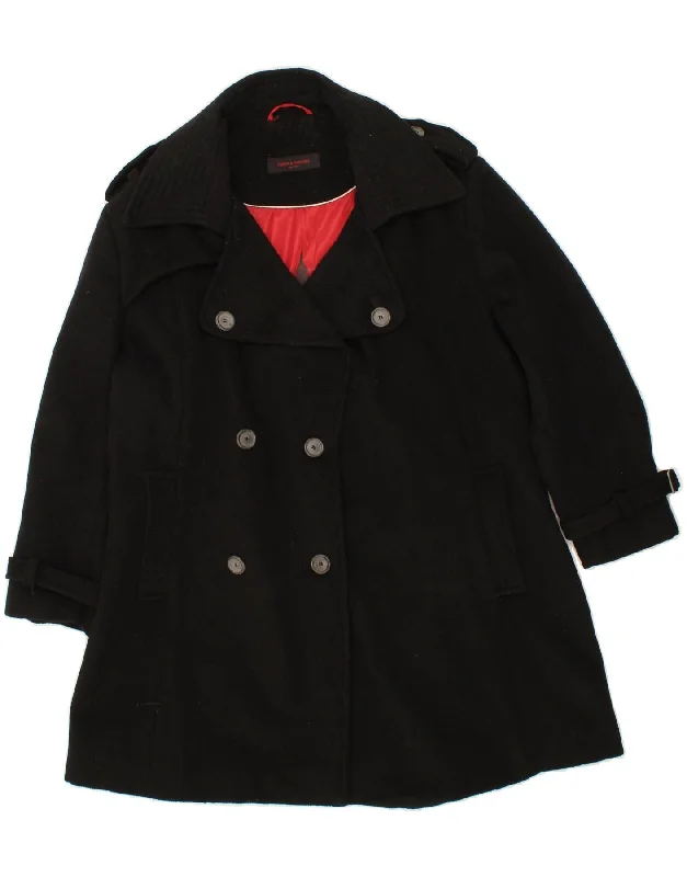 FRIEDA & FREDDIES Womens Pea Coat IT 44 Medium Black Virgin Wool