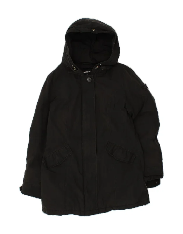 GAS Womens Hooded Padded Jacket IT 40 Small Black