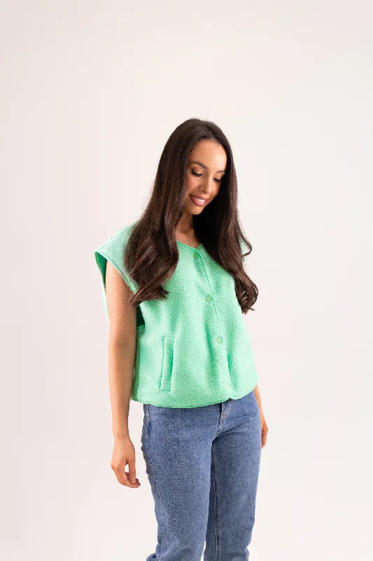 Kendra Fleece Waistcoat In Mint