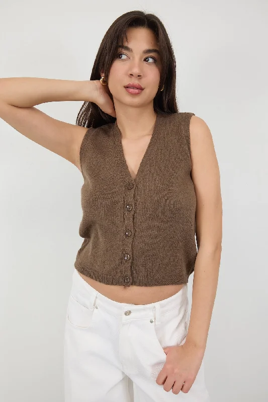 V-Neck Buttoned Knitwear Sweater