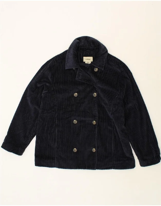 L.L.BEAN Womens Petite Corduroy Jacket UK 16 Large Navy Blue