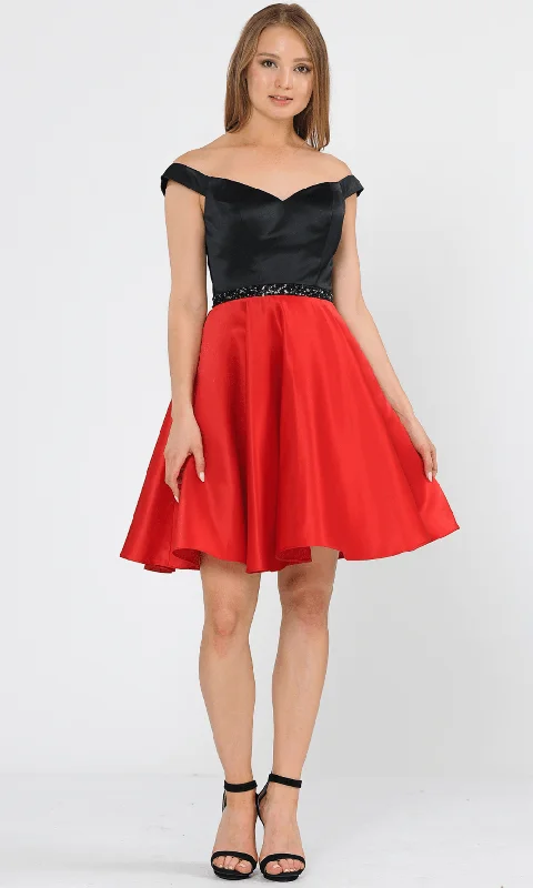 Poly USA 8532 - Sweetheart Neck Off-Shoulder Cocktail Dress