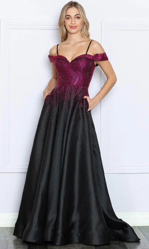 Poly USA 9278 - Bejeweled Off Shoulder Prom Dress