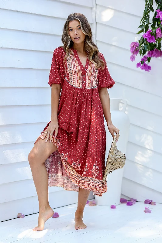 Verona Midi Dress Ruby Print