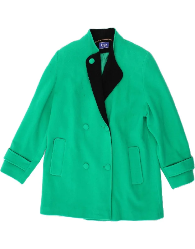 KESTA LONDON Womens Double Breasted Coat UK 14 Large Green Wool