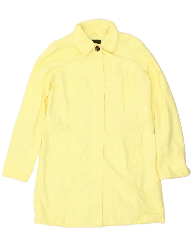 EDDIE BAUER Womens Tall Overcoat UK 16 Large Yellow Cotton