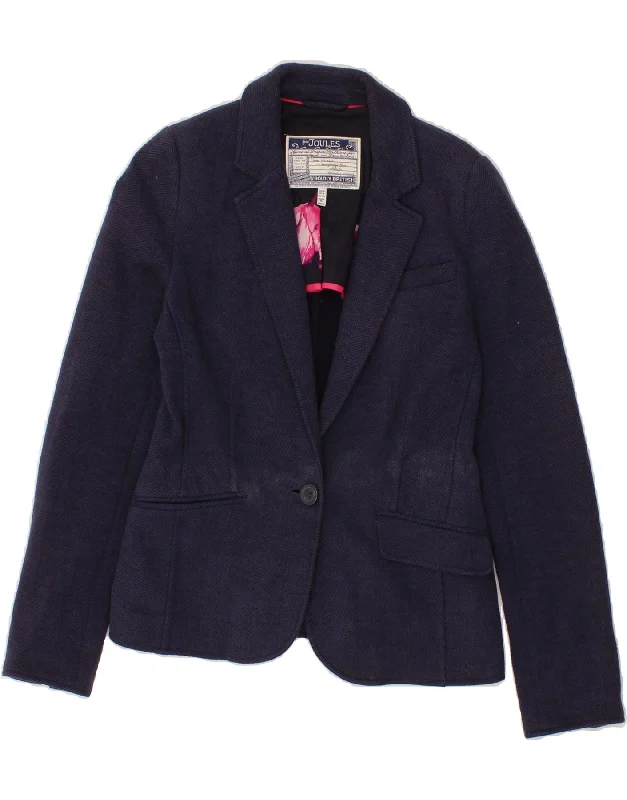 JOULES Womens 1 Button Blazer Jacket UK 8 Small  Navy Blue Herringbone