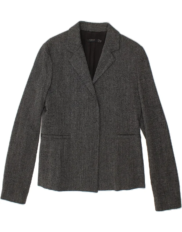 PINKO Womens 1 Button Blazer Jacket UK 12 Medium Grey Viscose