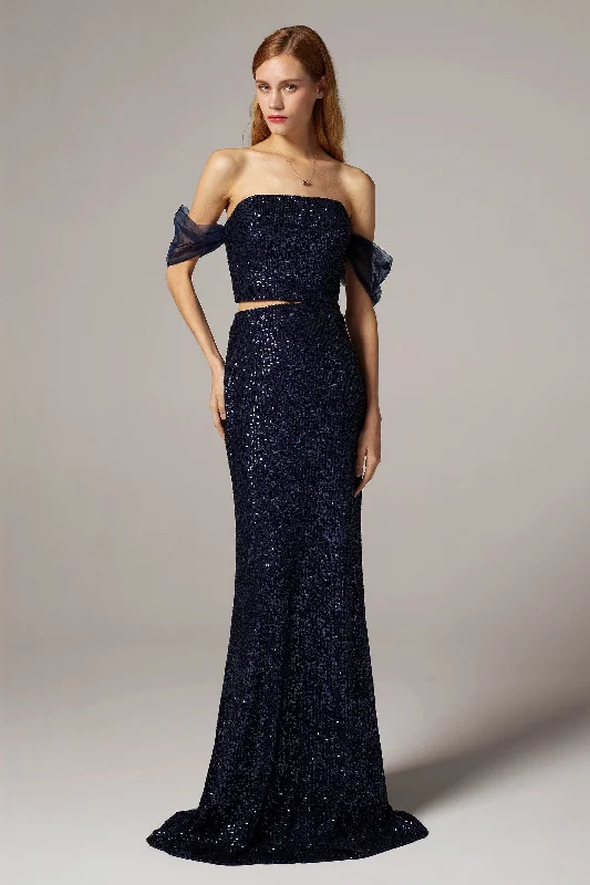 Trumpet-Mermaid Floor Length Sequined Dress CS0299