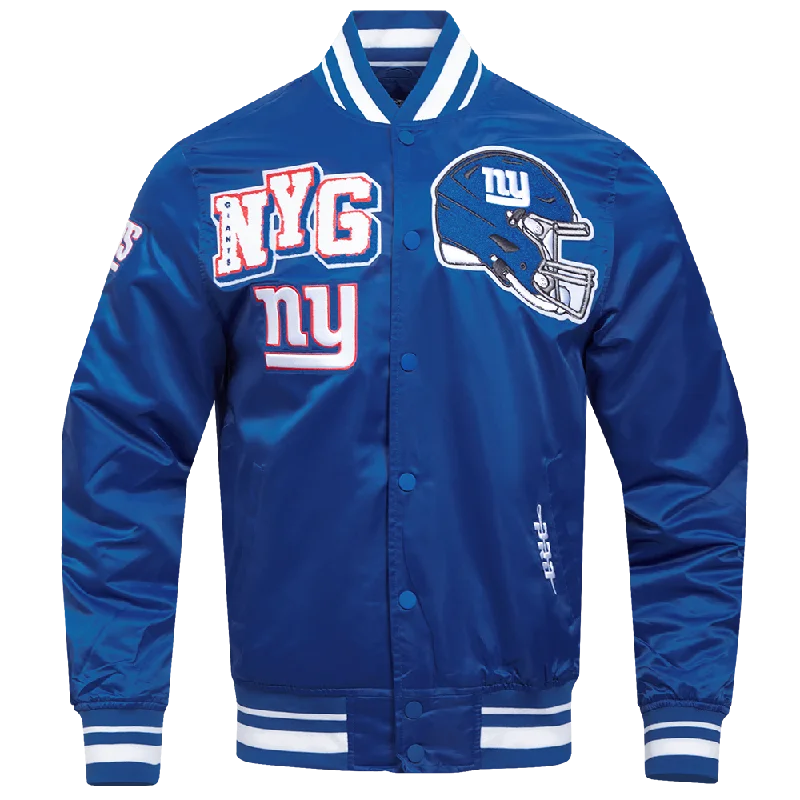 NFL NEW YORK GIANTS MASHUP MEN'S RIB SATIN JACKET (DODGER BLUE)