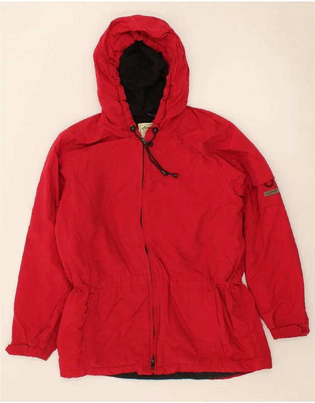 EDDIE BAUER Womens Hooded Windbreaker Jacket UK 14 Medium Red Nylon