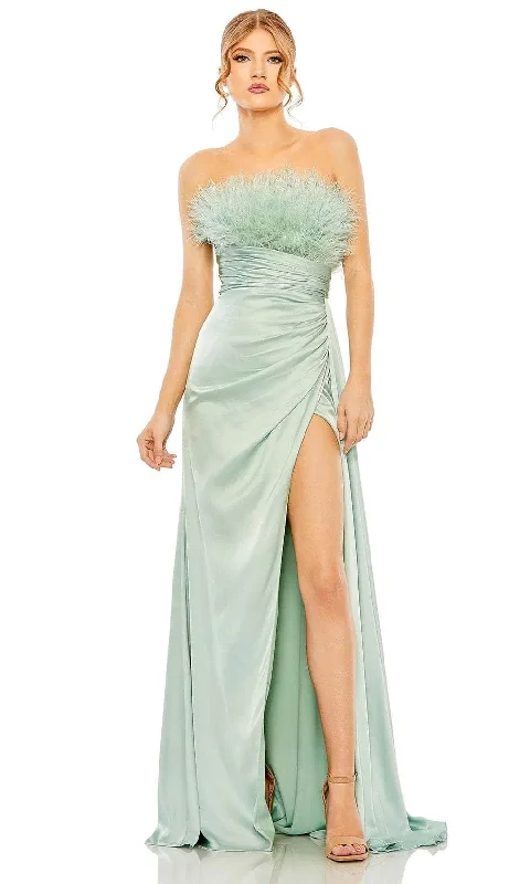 Mac Duggal 11690 - Feather Neckline Ruched Prom Gown