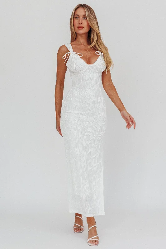 In My Feels Textured Maxi Dress White