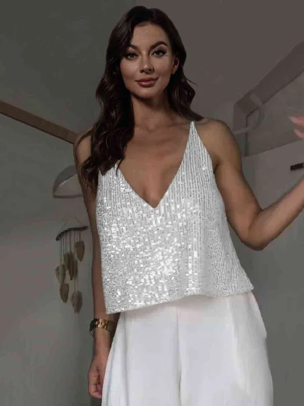 Sequin Deep V Tank