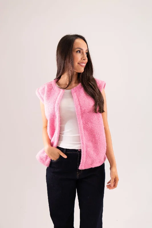 Kendra Textured Waistcoat In Rose Pink