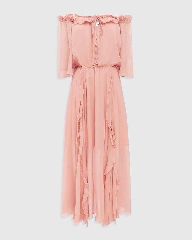 Amour Amour Ruffled Midi Dress - Desert Rose FINAL SALE