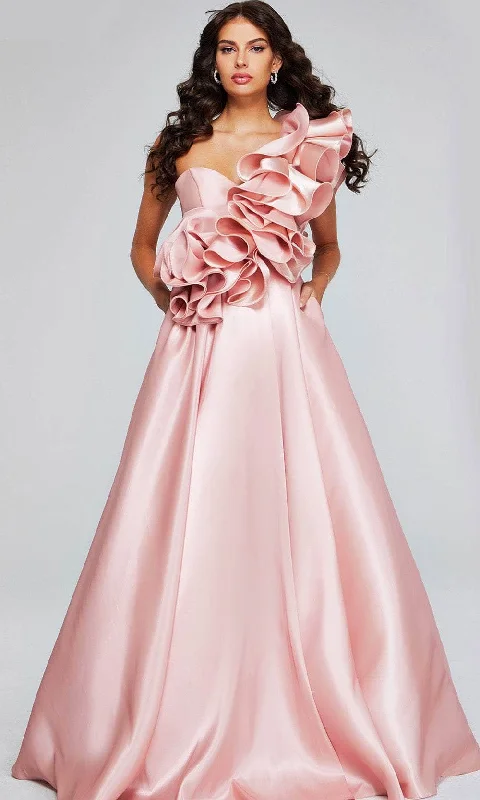 Jovani 40796 - Ruffle Draped Evening Gown