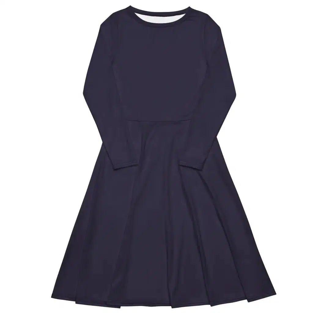 BASIC darkblue - Midi dress with long sleeves and pockets