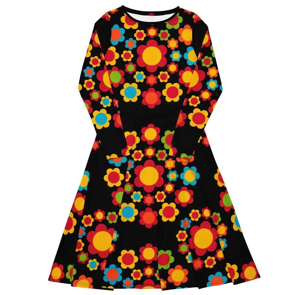 FLOWERSHOP colour - Midi dress with long sleeves and pockets